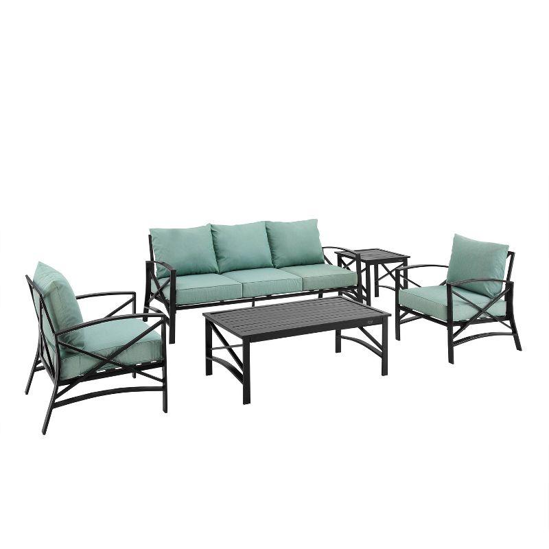 Kaplan 5pc Outdoor Sofa Set - Mist - Crosley: Steel Frame, Patio Lounge Furniture with Cushions