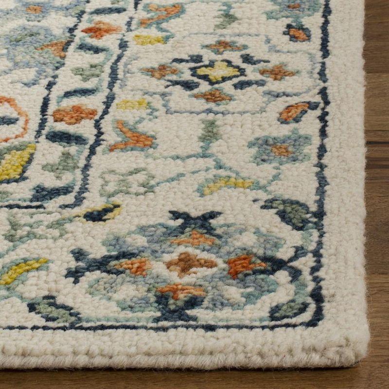 Handmade Ivory/Blue Wool Square Area Rug - 7' x 7'