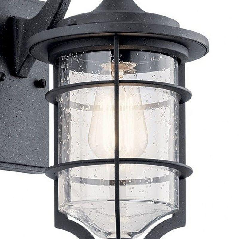 Royal Marine 13.25" 1 Light Outdoor Wall Light with Clear Seeded Glass in Distressed Black