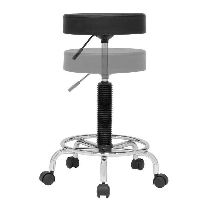 Inbox Zero Courville Adjustable Height Industrial Stool with Footring Wheels