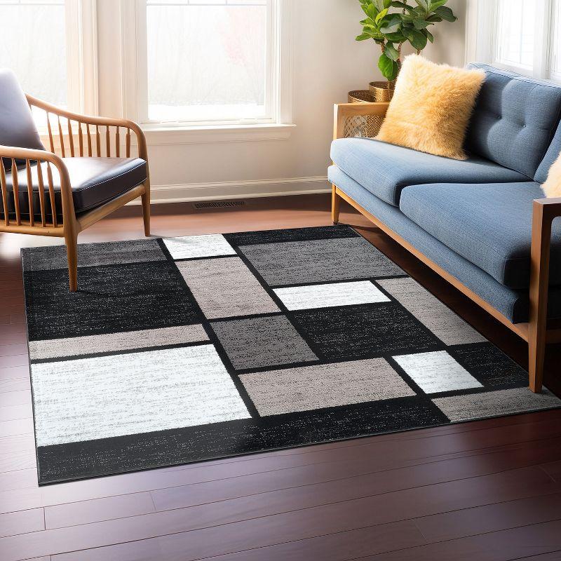 World Rug Gallery Contemporary Modern Boxed Color Block Area Rug