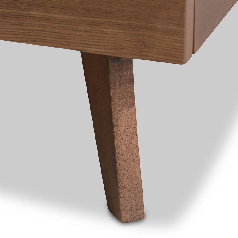 Soloman Mid - Century Modern Fabric and Walnut Finished Wood Platform Bed - Baxton Studio