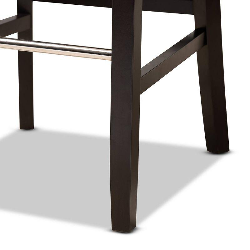 2pc Daphne Velvet Fabric Upholstered and Wood Counter Height Barstool Set Blue/Brown - Baxton Studio: Elegant Polyester Seating