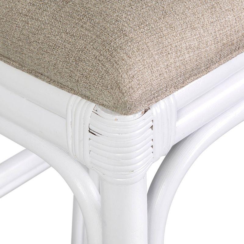 Stacie White Rattan Barstool with Beige Cushion