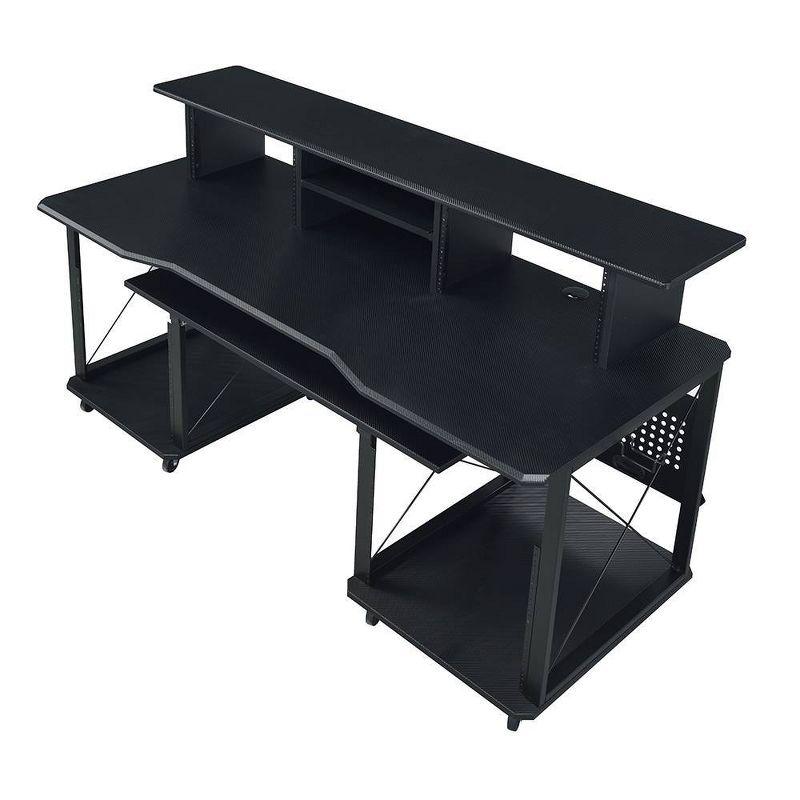 Acme Furniture Megara 72" Decorative Bookshelf Cherry and Black: Sturdy Metal Frame, Wood Composite Surface, Open Storage Shelf