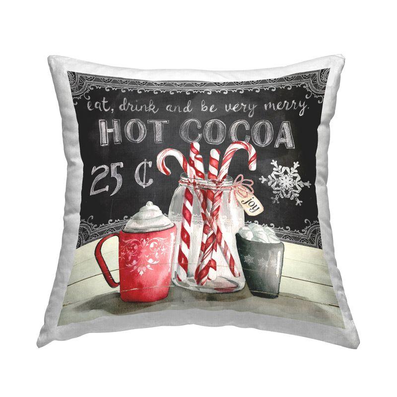 Winter Peppermint & Cocoa Square Decorative Throw Pillow Set