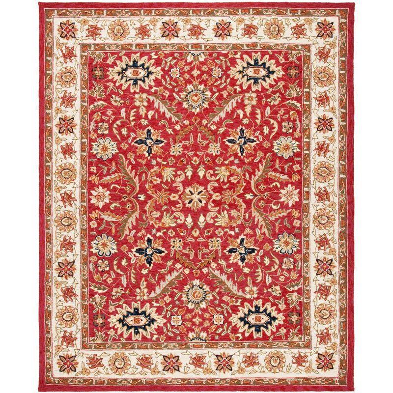 Chelsea Red and Ivory Hand-Knotted Wool Area Rug