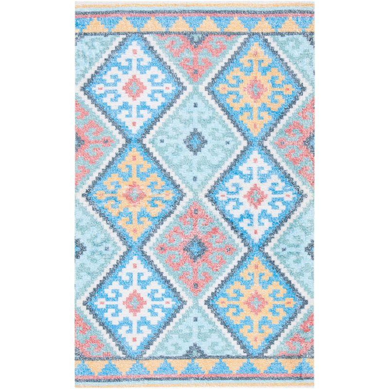 Coastal Breeze Blue and Aqua Hand-Loomed Wool-Cotton Blend Area Rug - 3' x 5'