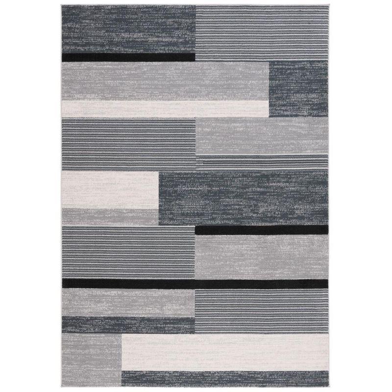 Odyssey Dark Grey and Black Synthetic Modern Area Rug