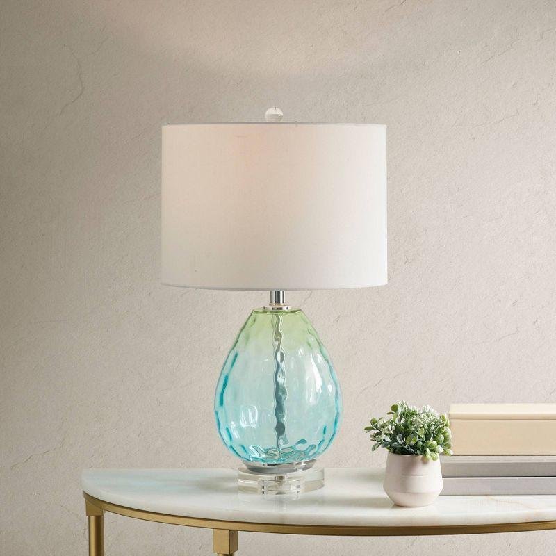 Martha Stewart Borel Ombre Glass Table Lamp: Modern Drum Shade, 72" Cord, 510 Design