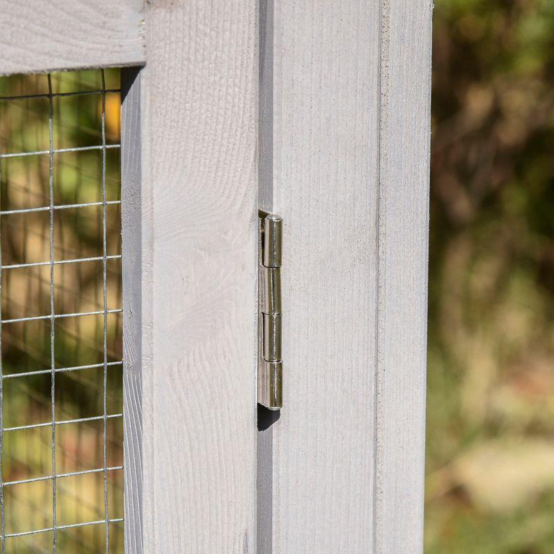 PawHut 83" Wooden Rabbit Hutch Large Bunny Hutch House with Double Run, Removable Tray and Waterproof Roof for Outdoor, Gray