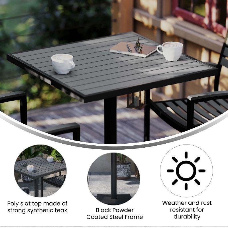 Flash Furniture Lark Outdoor Patio Bistro Dining Table with Faux Gray Wash Teak Poly Slats, 30" Square