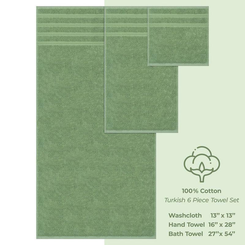 American Soft Linen 6 Piece Towel Set, 100% Cotton Bath Towels for Bathroom, Sage Green