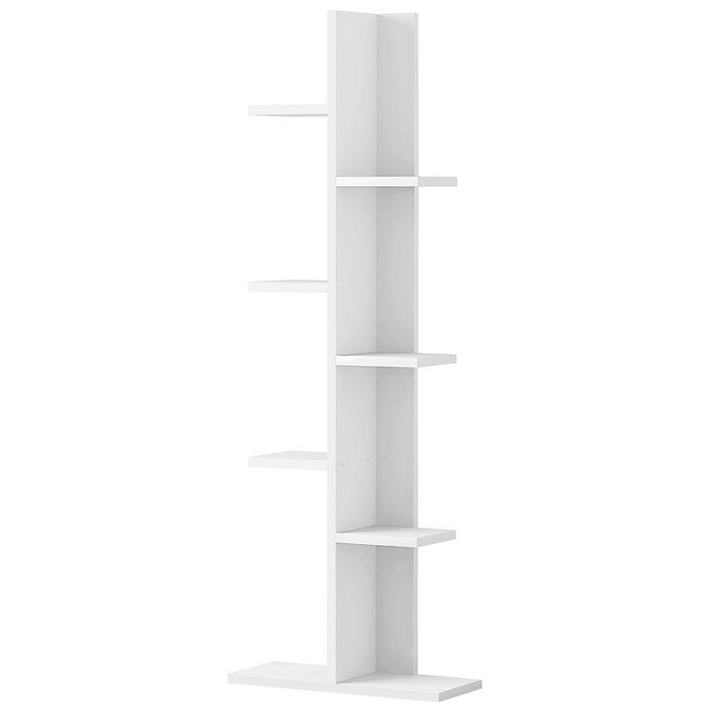 Modern White Zig-Zag 7-Tier Wooden Display Bookcase for Kids