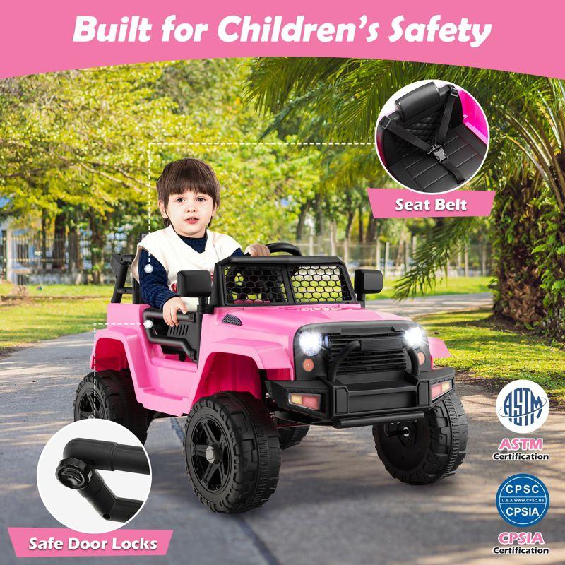 Costway 12V Kids Ride On Car Electric Vehicle Jeep with Parental Remote Music Horn Headlights Slow Start Function Pink