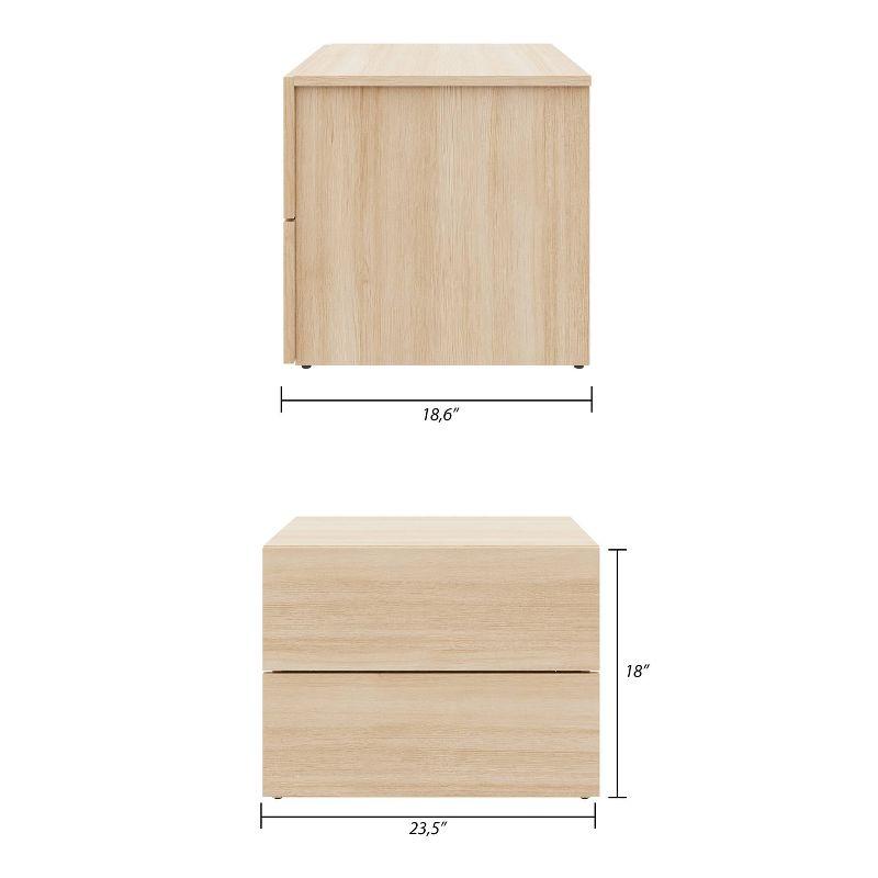 Nexera James 2 Drawers Nightstand Natural Blonde Oak: Modern Lacquered Wood Composite, 1 Year Warranty