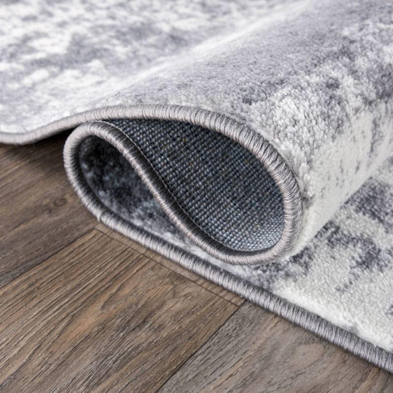 Gray Abstract Washable Synthetic Area Rug 2' x 3'