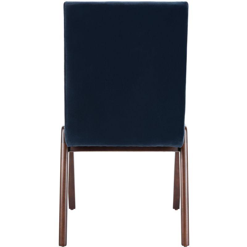 Luxurious Navy Velvet Upholstered Dining Chair with Dark Walnut Legs