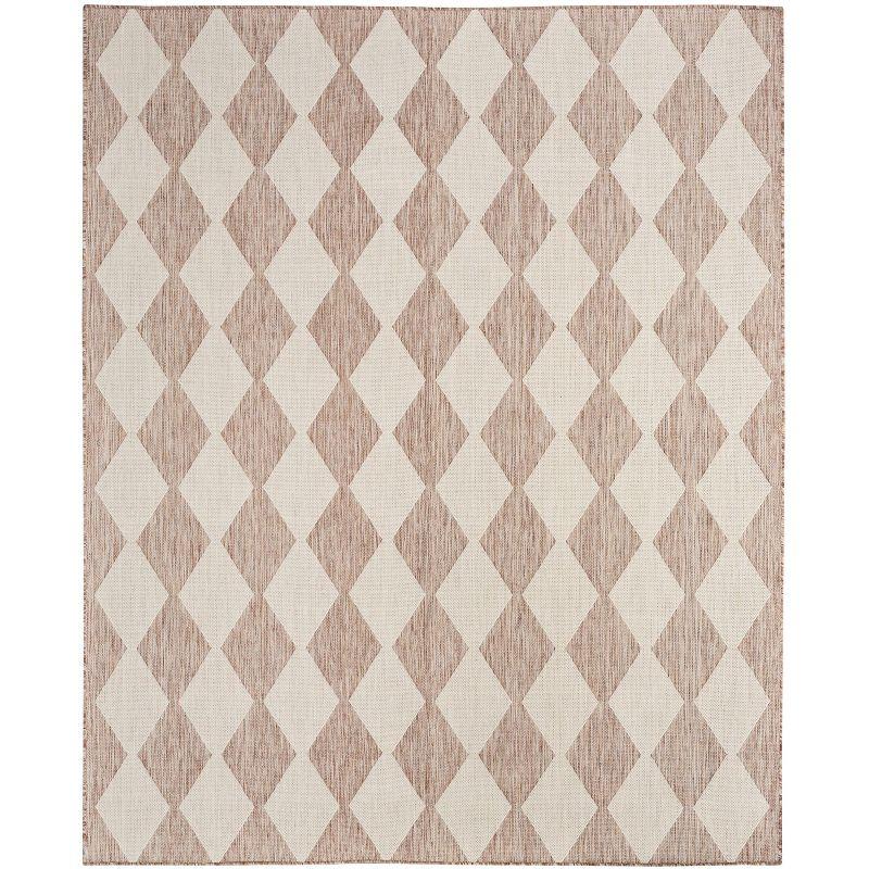 Nourison Positano 8' x 10' Beige Diamond Modern Flatweave Indoor/Outdoor Rug