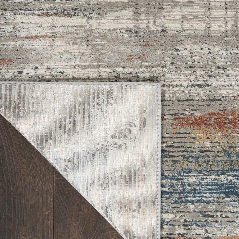 Abstract Mineral Tones 26'' Hand-Knotted Gray Synthetic Area Rug