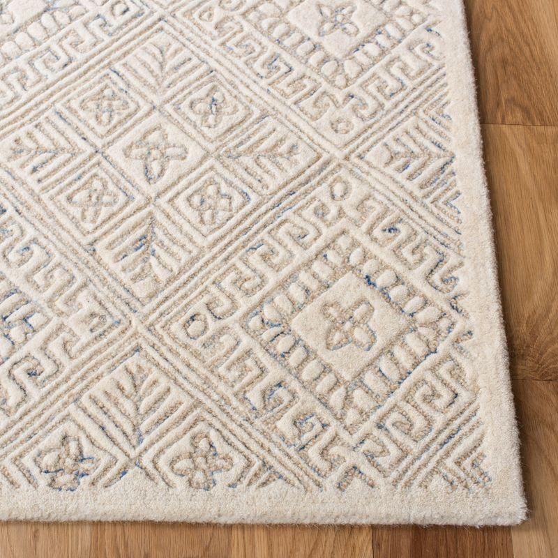 Ivory and Beige Hand-Tufted Wool Square Rug, 6'