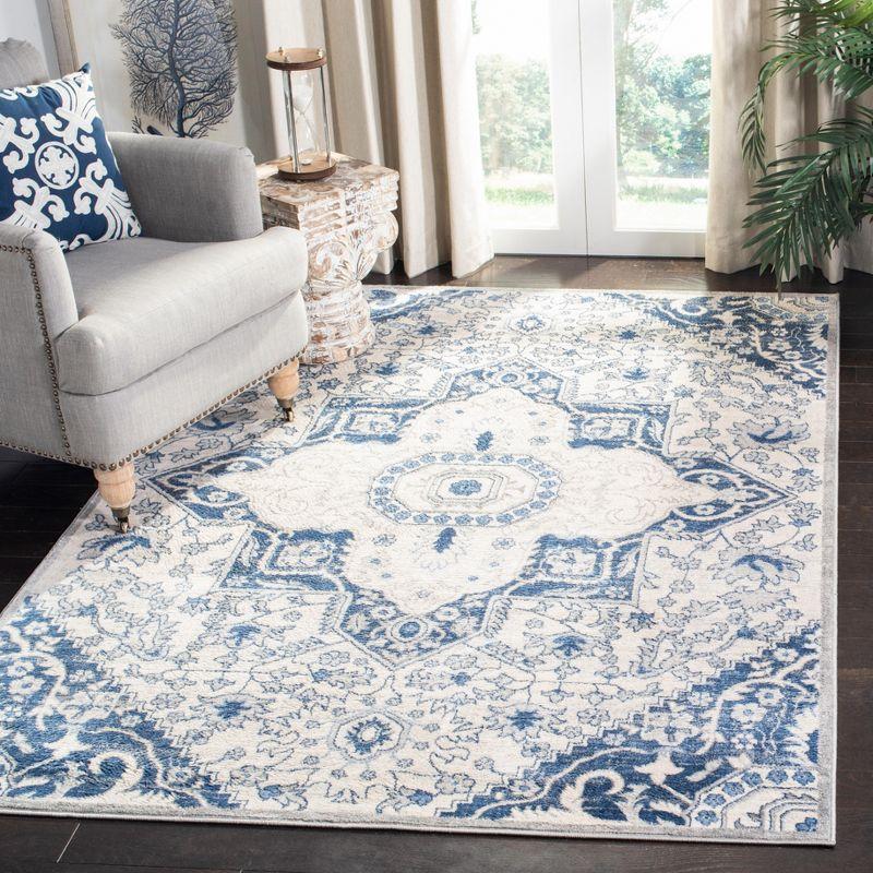 Brentwood BNT816 Power Loomed Indoor Area Rug - Cream/Blue - 4'x6' - Safavieh