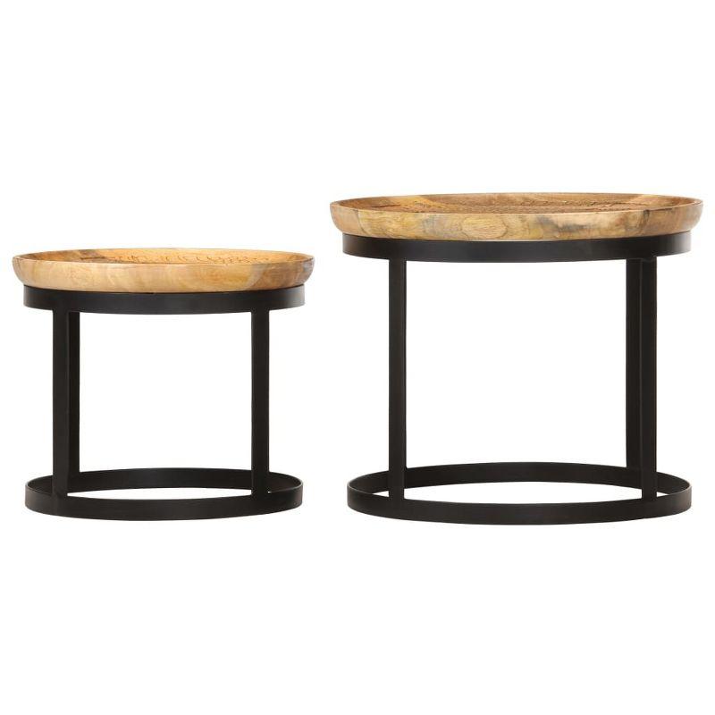 vidaXL Round Side Tables 2 pcs Solid Mango Wood and Steel