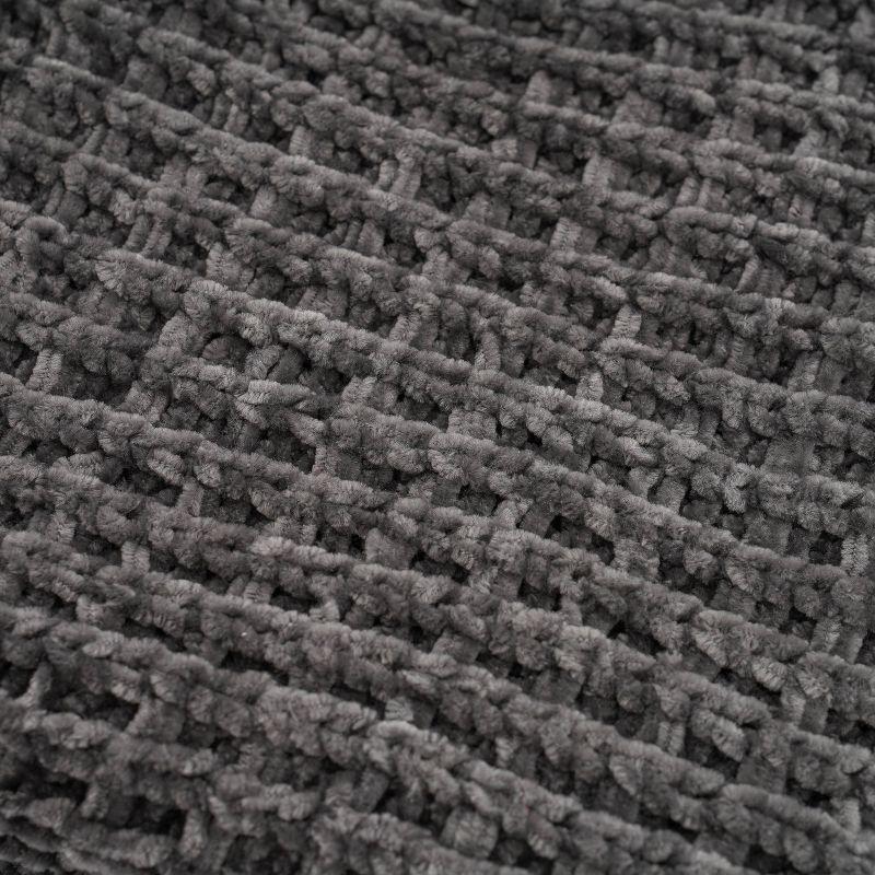 Gray Waffle Knit Cotton Reversible Throw Blanket