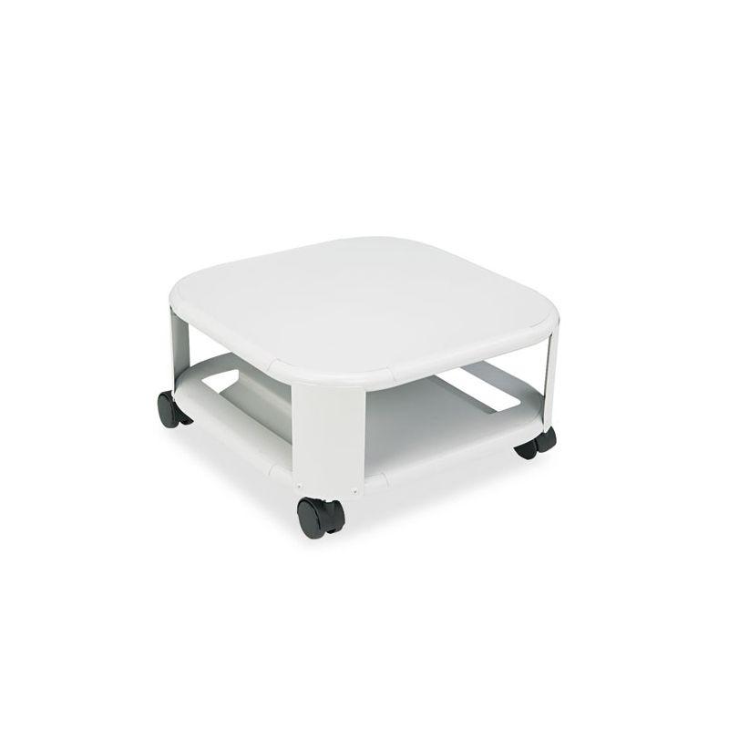 Platinum Steel Mobile Printer Stand with Dual Shelves and Casters