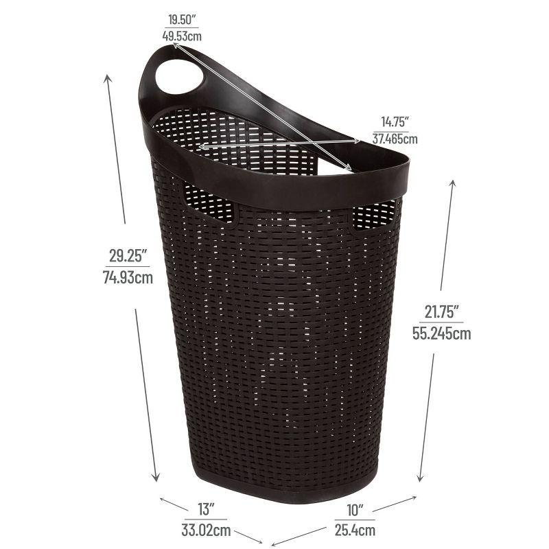 60L Rolling Laundry Hamper, Clothes Basket, Wheels, Wicker Style, 19.5"L x 14.75"W x 29.25"H