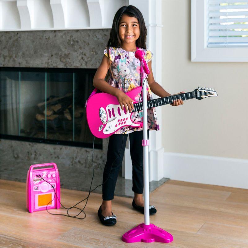 Best Choice Products Kids Electric Musical Guitar Toy Play Set w/ 6 Demo Songs, Whammy Bar, Microphone - Pink