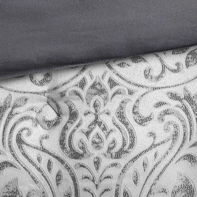 Madison Park 12pc King Grace Jacquard Comforter Set with Bed Sheet Silver