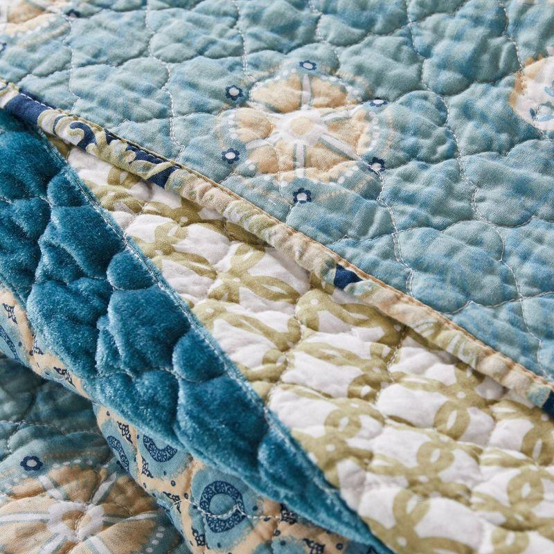 Thalia Blue Cotton Twin Reversible Quilt Set