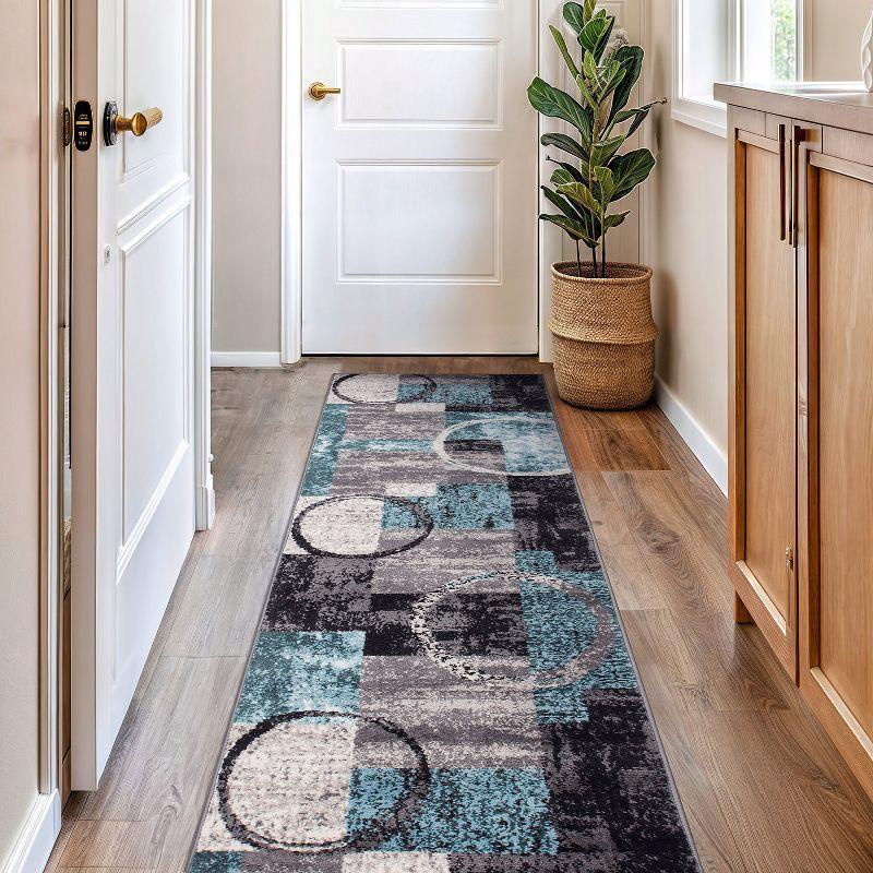 World Rug Gallery Abstract Circle Area Rug - GRAY 2'7"x10'