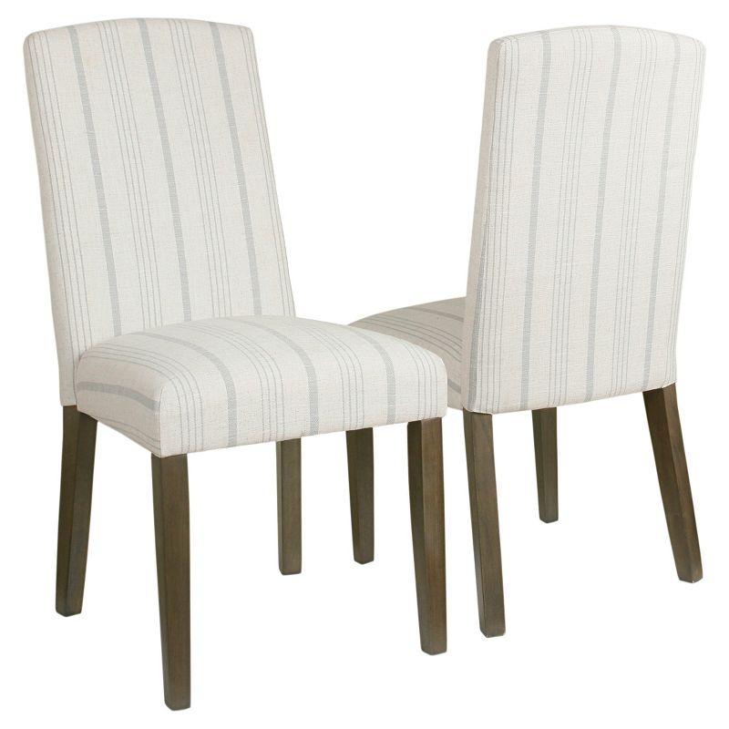 HomePop Set of 2 Classic Parsons Dining Chairs Dove Gray Stripe: Upholstered, Foam-Filled, Wood Legs