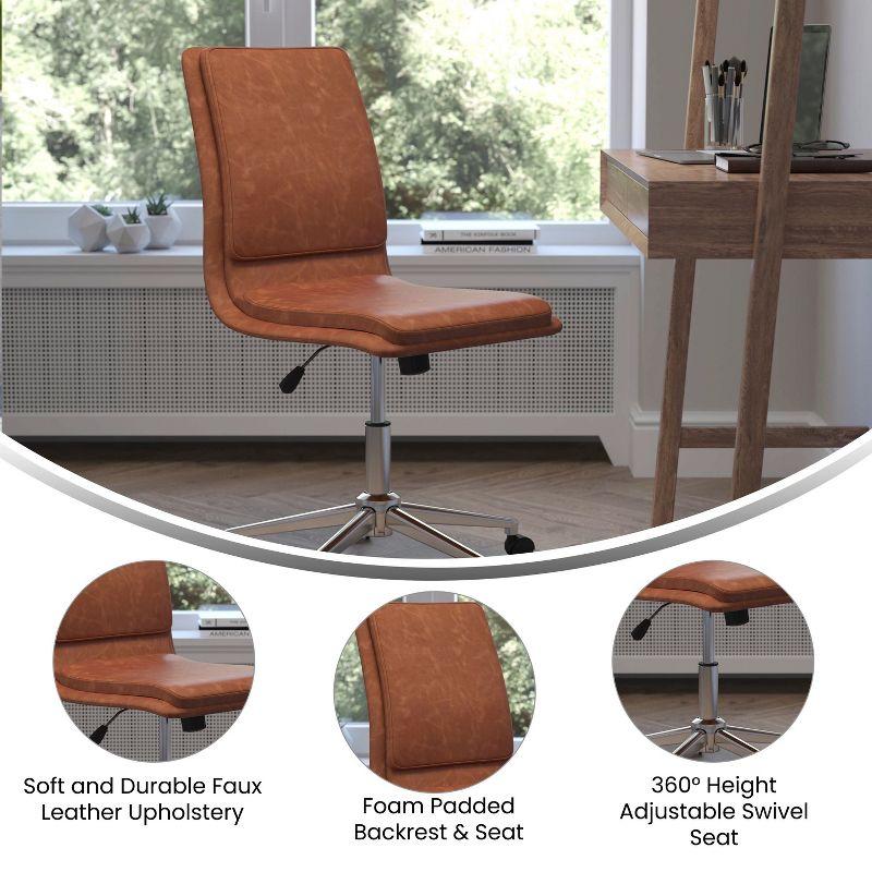 Flash Furniture Madigan Mid-Back Armless Swivel Task Office Chair with Upholstery and Adjustable Metal Base