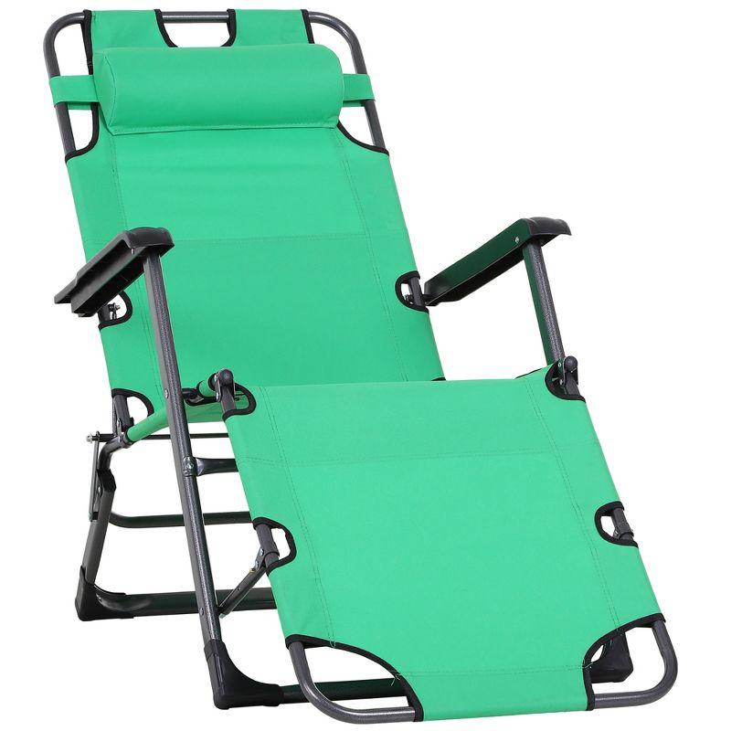 Green Adjustable Zero Gravity Chaise Lounger with Cushions