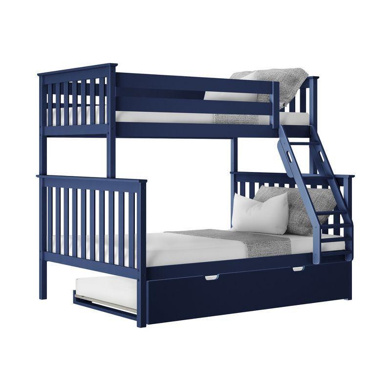 Max & Lily Solid Wood Bunk Bed, Twin over Full with Storage Trundle and Ladder for Kids