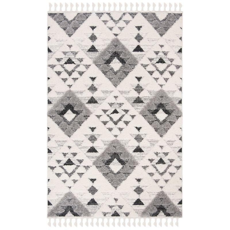 Moroccan Tassel Shag MTS688 Power Loomed Indoor Area Rug - Ivory/Grey - 5'3"x7'6" - Safavieh