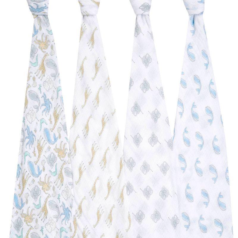 aden + anais essentials Muslin Swaddle Blankets - Natural History - 4pk