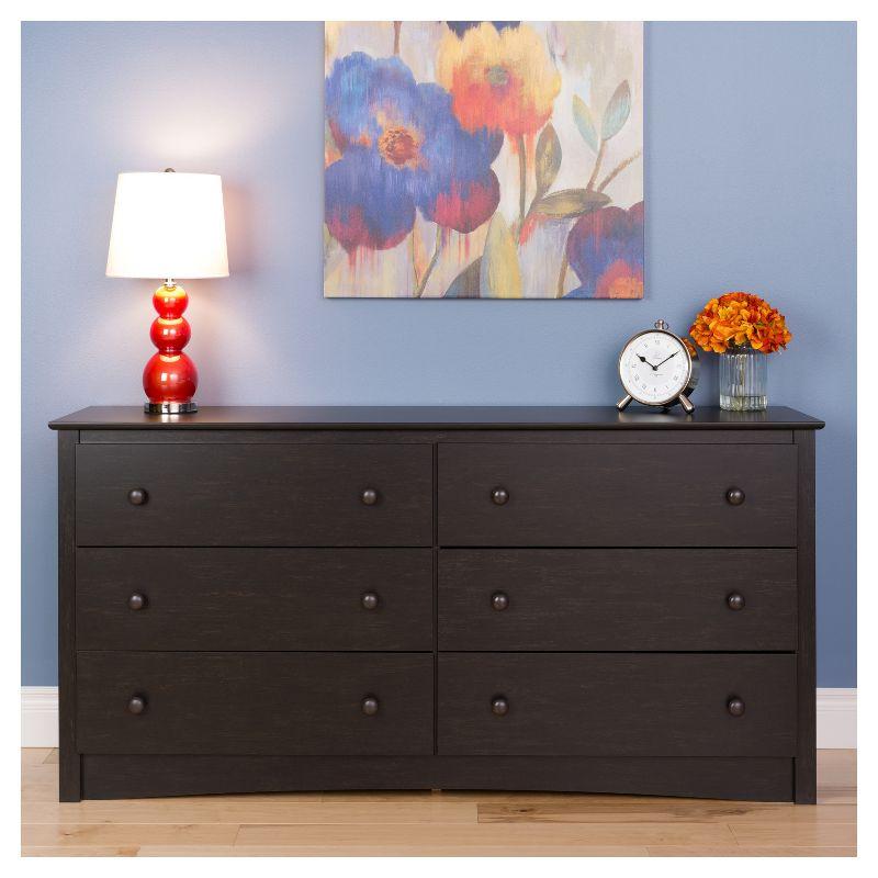 6 Drawers Riverdale Dresser Washed Black - Prepac: Modern Storage Furniture for Home