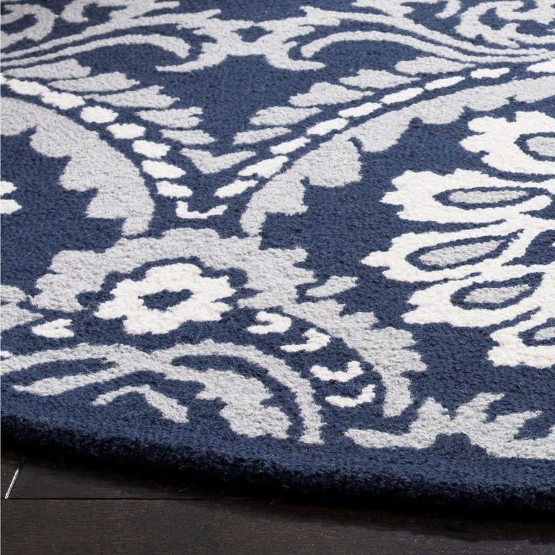 Blossom BLM106 Hand Tufted Indoor Area Rug - Navy/Ivory - 6' Round - Safavieh