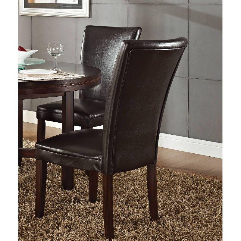 Transitional Brown Leather Parsons Side Chair with Memory Foam