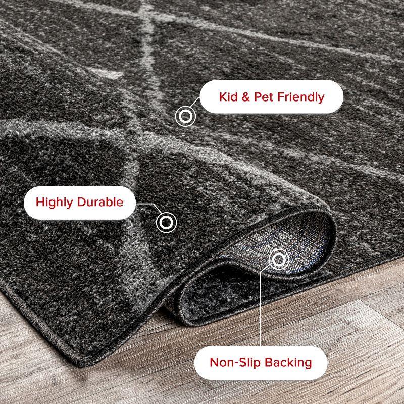 Nuloom 2x3 Thigpen Contemporary Indoor Area Rug, Charcoal, Abstract Lines, Non-Slip Backing, Stain Resistant, Bedroom Living Room, Kitchen