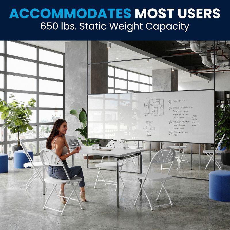 Flash Furniture 2 Pack HERCULES Series 650 lb. Capacity White Plastic Fan Back Folding Chair