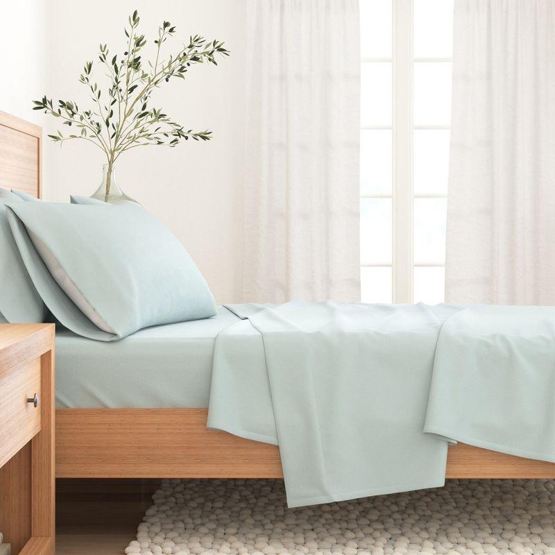 100% Cotton Flannel Sheet Set - Great Bay Home (Full, Light Blue)