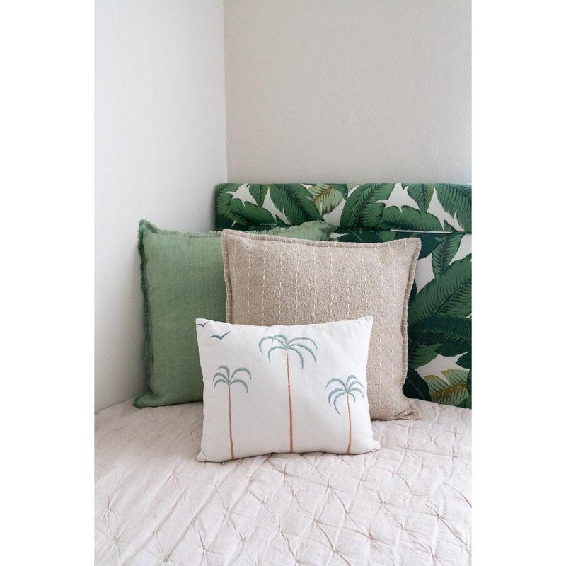 Green Fringe Soft Linen Euro Pillow