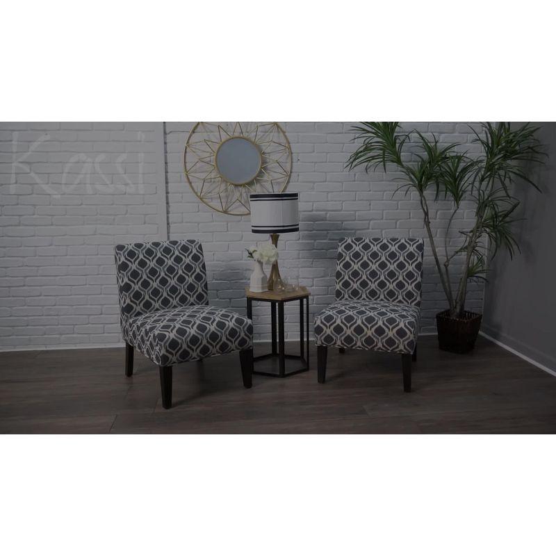 Set of 2 Kendal Gray Geometric Rubberwood Slipper Accent Chairs