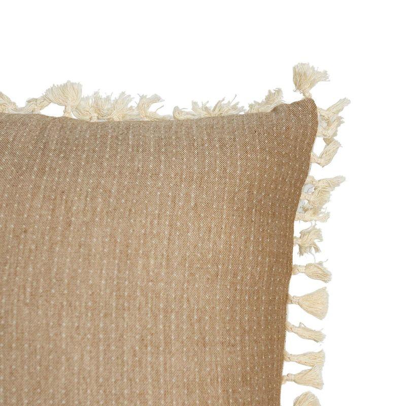 Hand Woven Reversible Throw Pillow Brown Cotton With Polyester Fill by Foreside Home & Garden