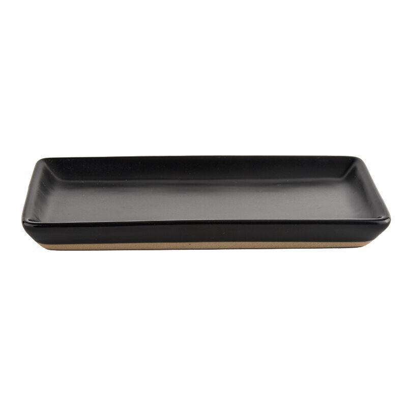 Sweet Water Decor Black Stoneware Tray - 8x4"